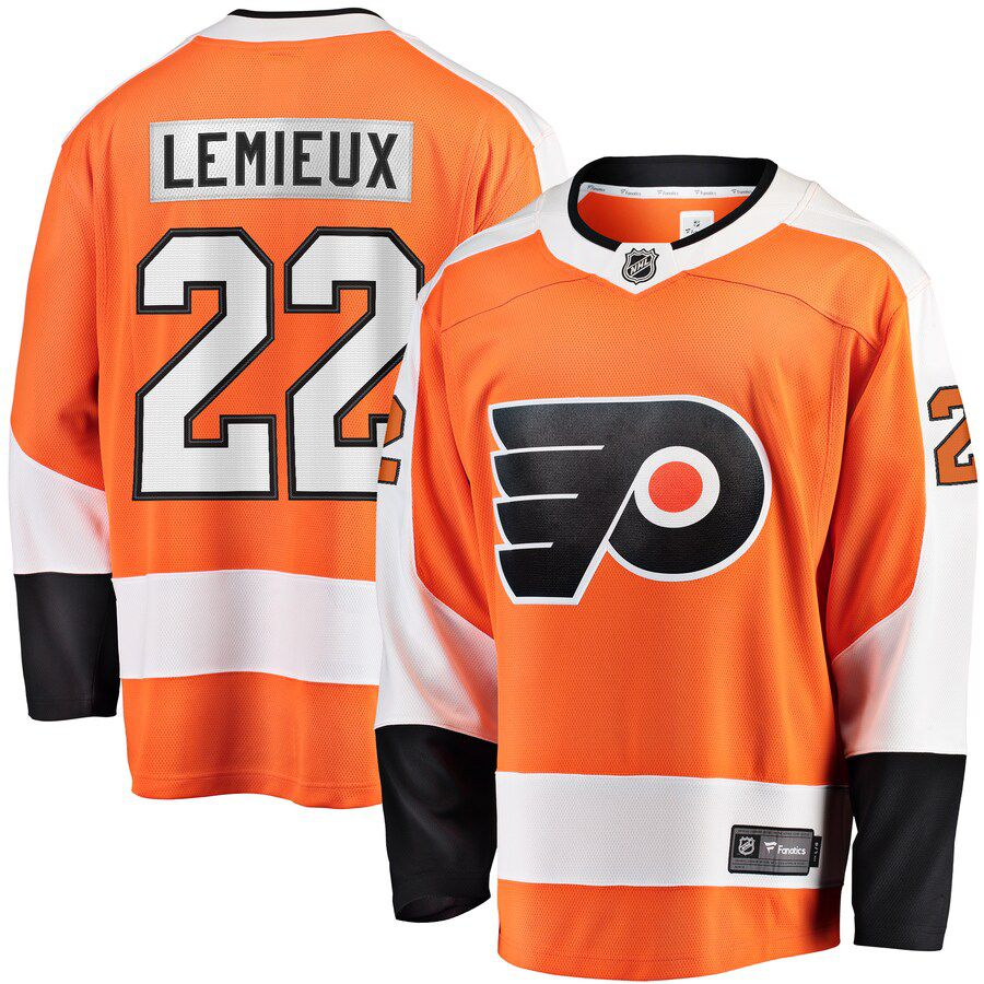 Men Philadelphia Flyers 22 Brendan Lemieux Fanatics Branded Orange Home Breakaway NHL Jersey